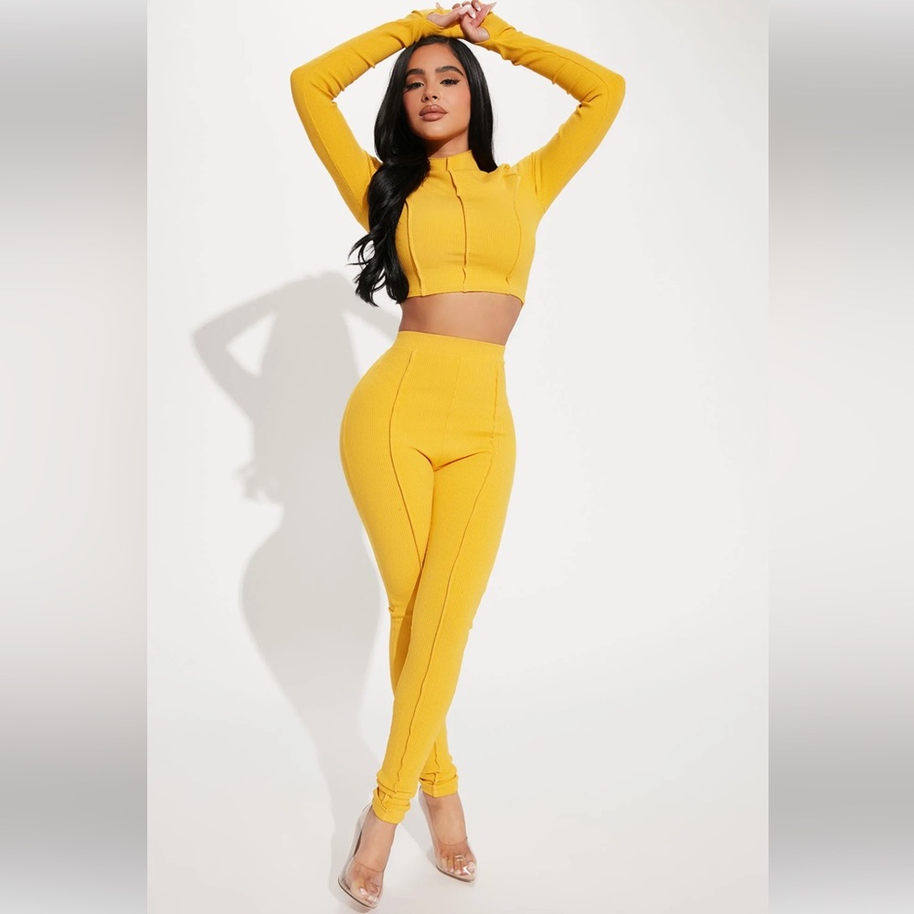 Lisa Snatched Legging Set - Yellow